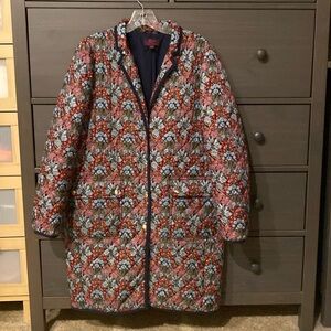 J.Crew padded floral coat size small excellent condition.